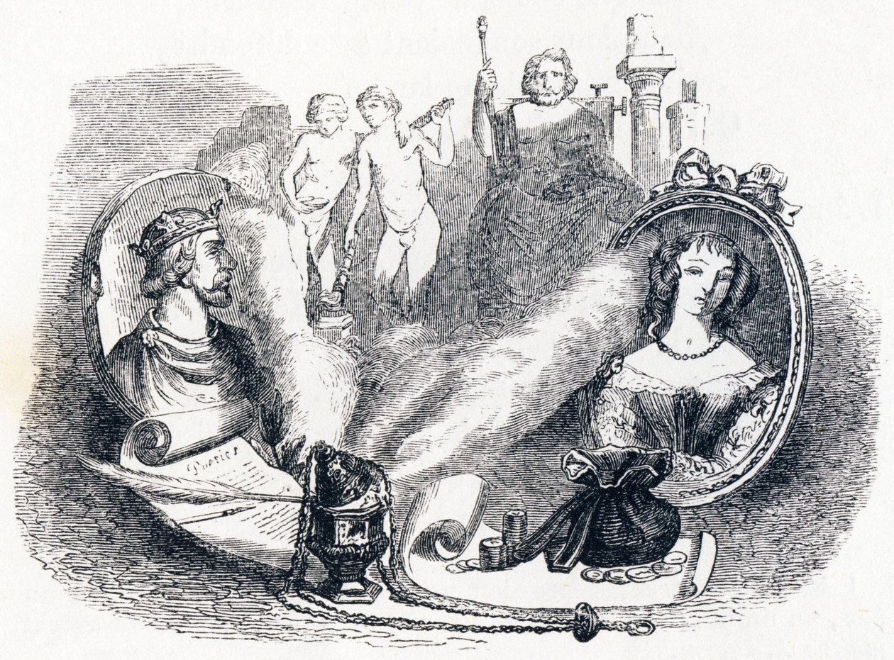 Simonides zachovalý bohy - Bajky od La Fontaina od Grandville