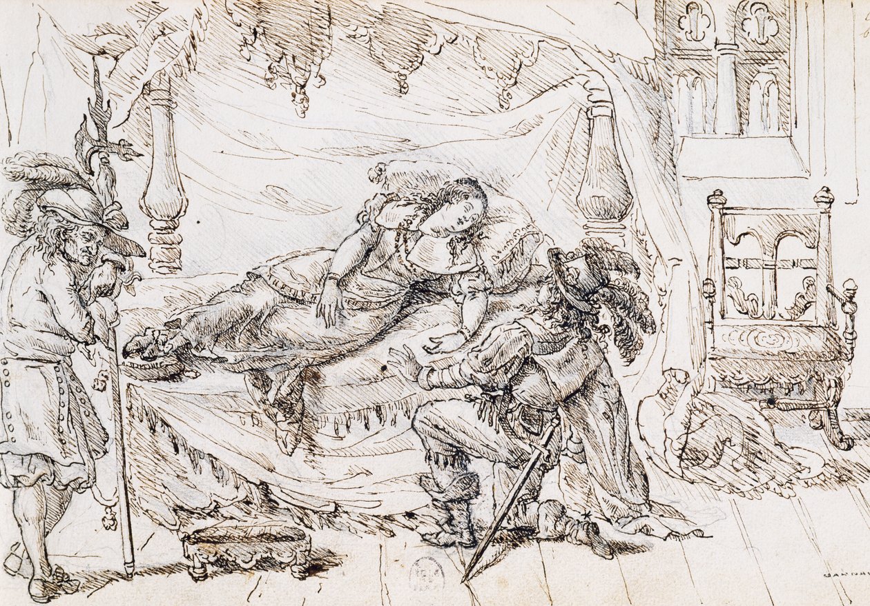 Šípková Růženka, ilustrace k pohádce Charlese Perraulta (1628-1703), rytina Grandville (1803-1847) od Grandville