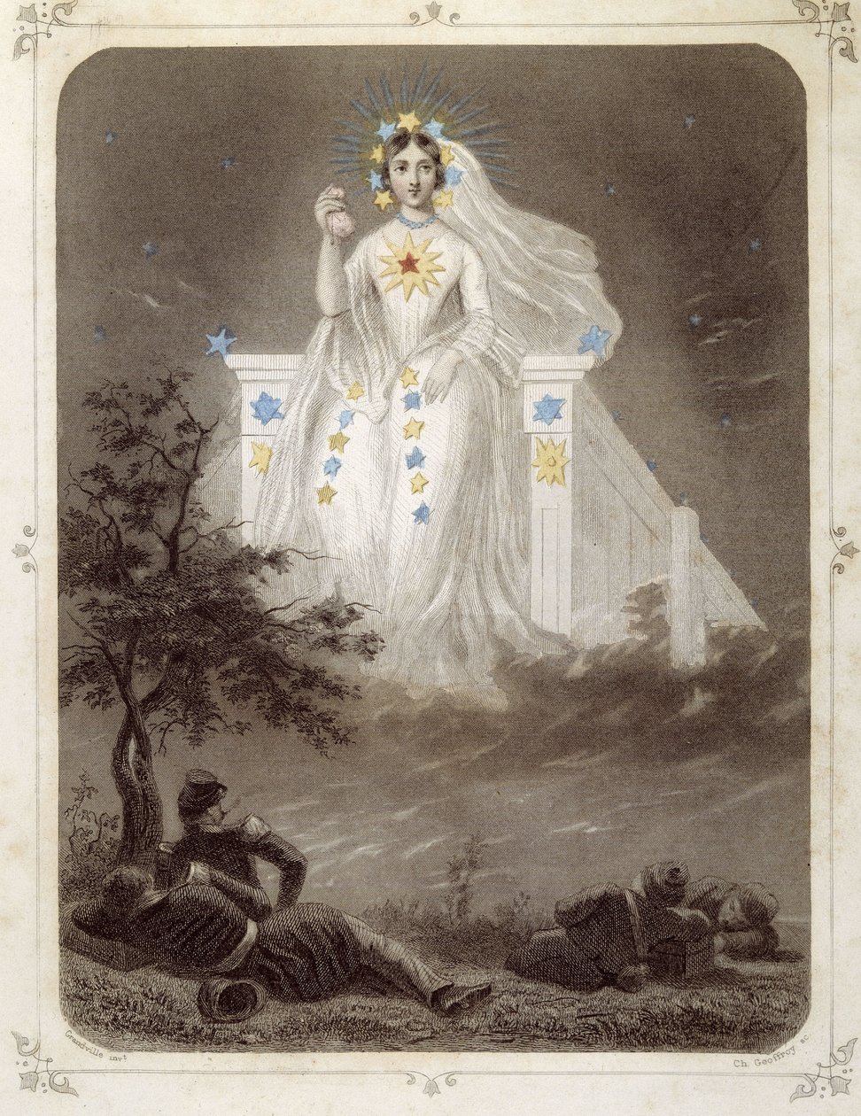 Hvězdy: Žena představující „“La belle étoile““ – od Grandville od Grandville