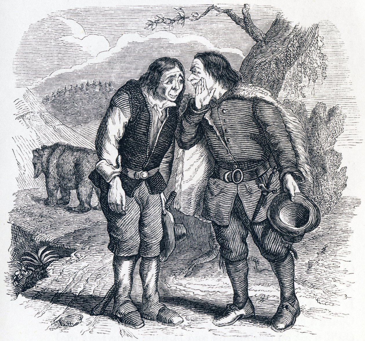 Medvěd a dva přátelé - Bajky od La Fontaine od Grandville