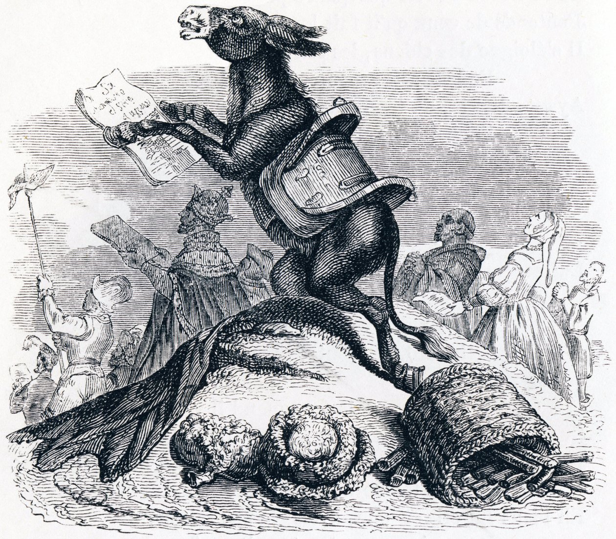 Osel a jeho páni - Bajky od La Fontaina od Grandville