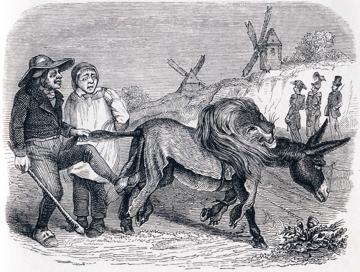 Osel se lví kůží - Bajky od La Fontaina od Grandville