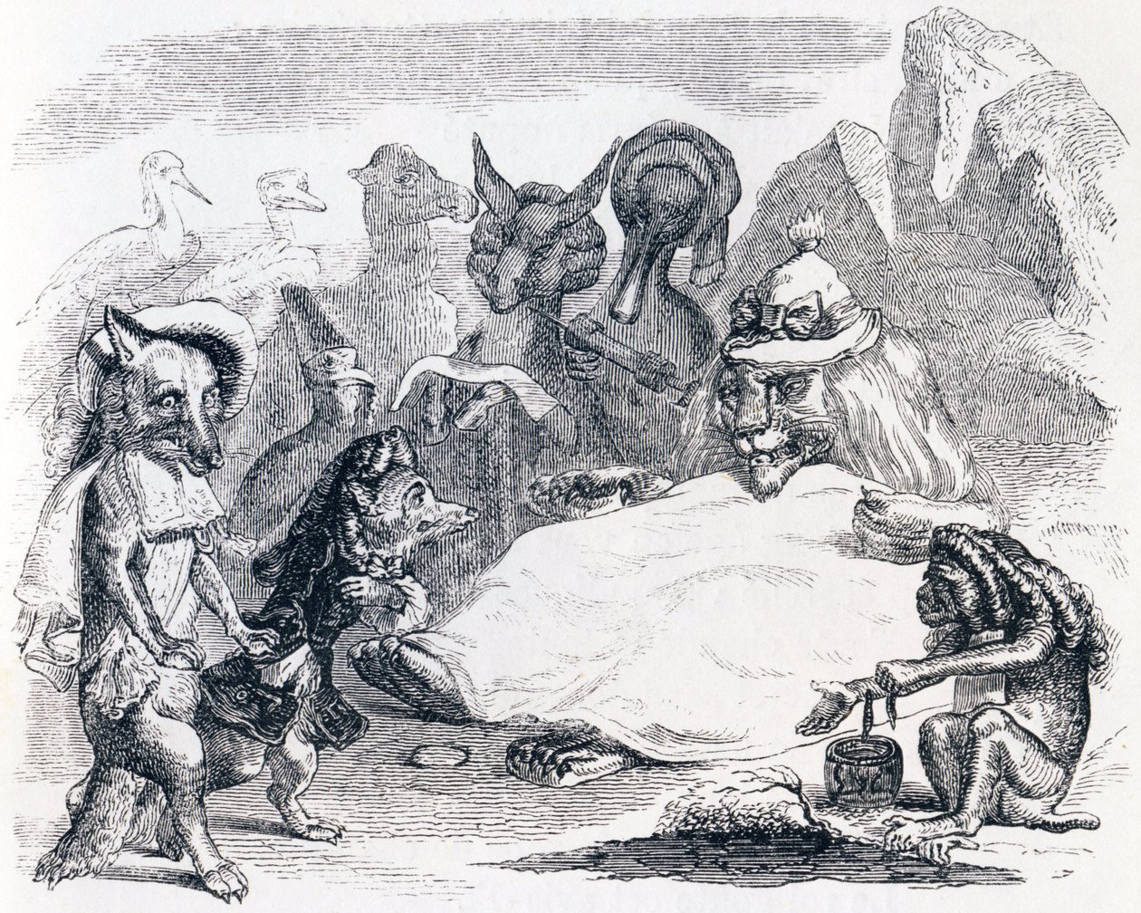 Lev, vlk a liška - Bajky od La Fontaina od Grandville