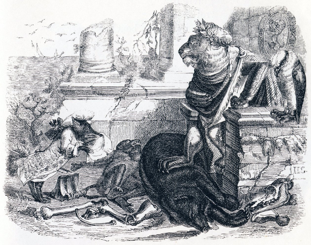 Lví dvůr - Bajky od La Fontaina od Grandville