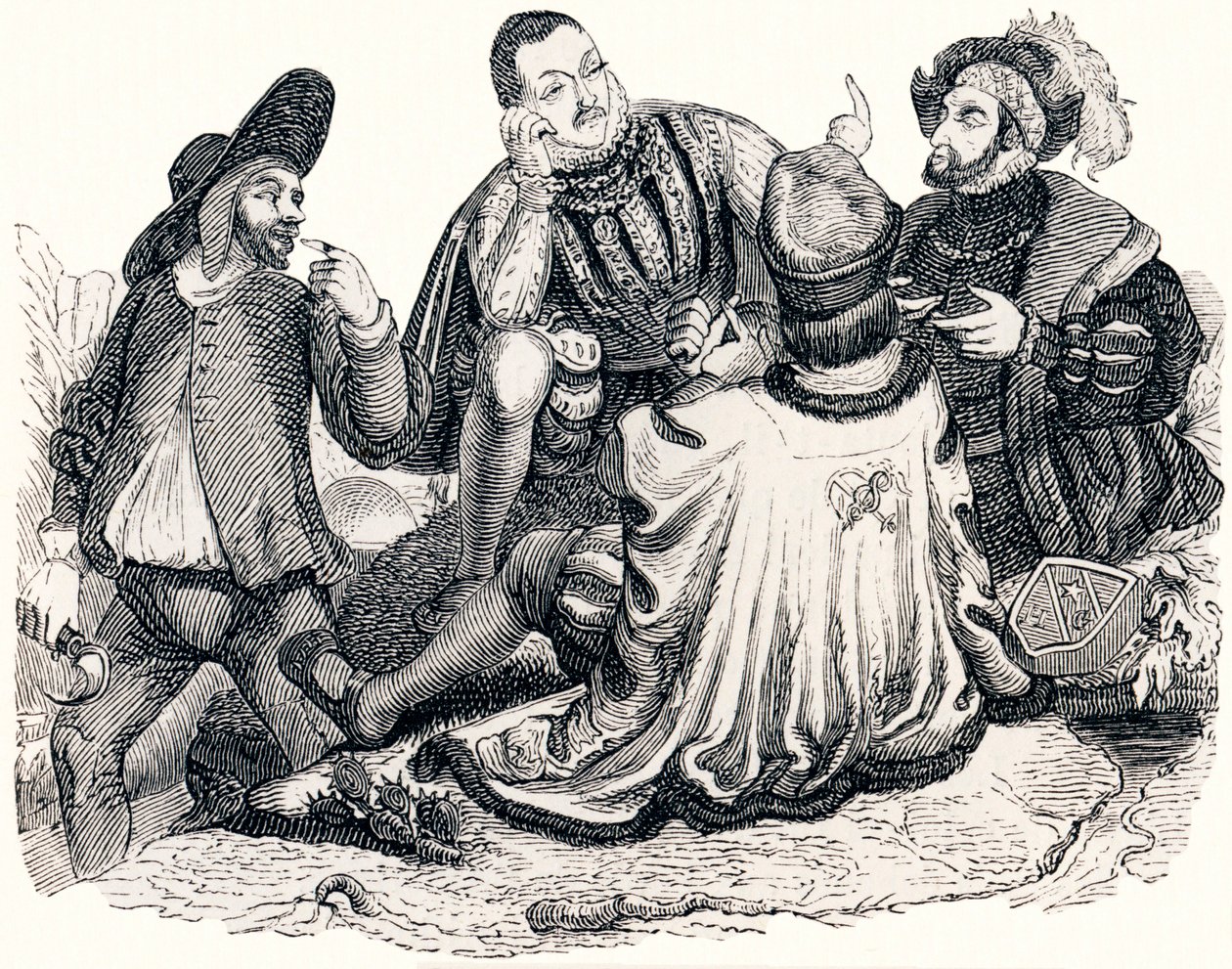 Kupec, šlechtic, otec a královský syn (Le marchand, le gentilhomme, le patre et le fils de roi) - Bajky od La Fontaina od Grandville