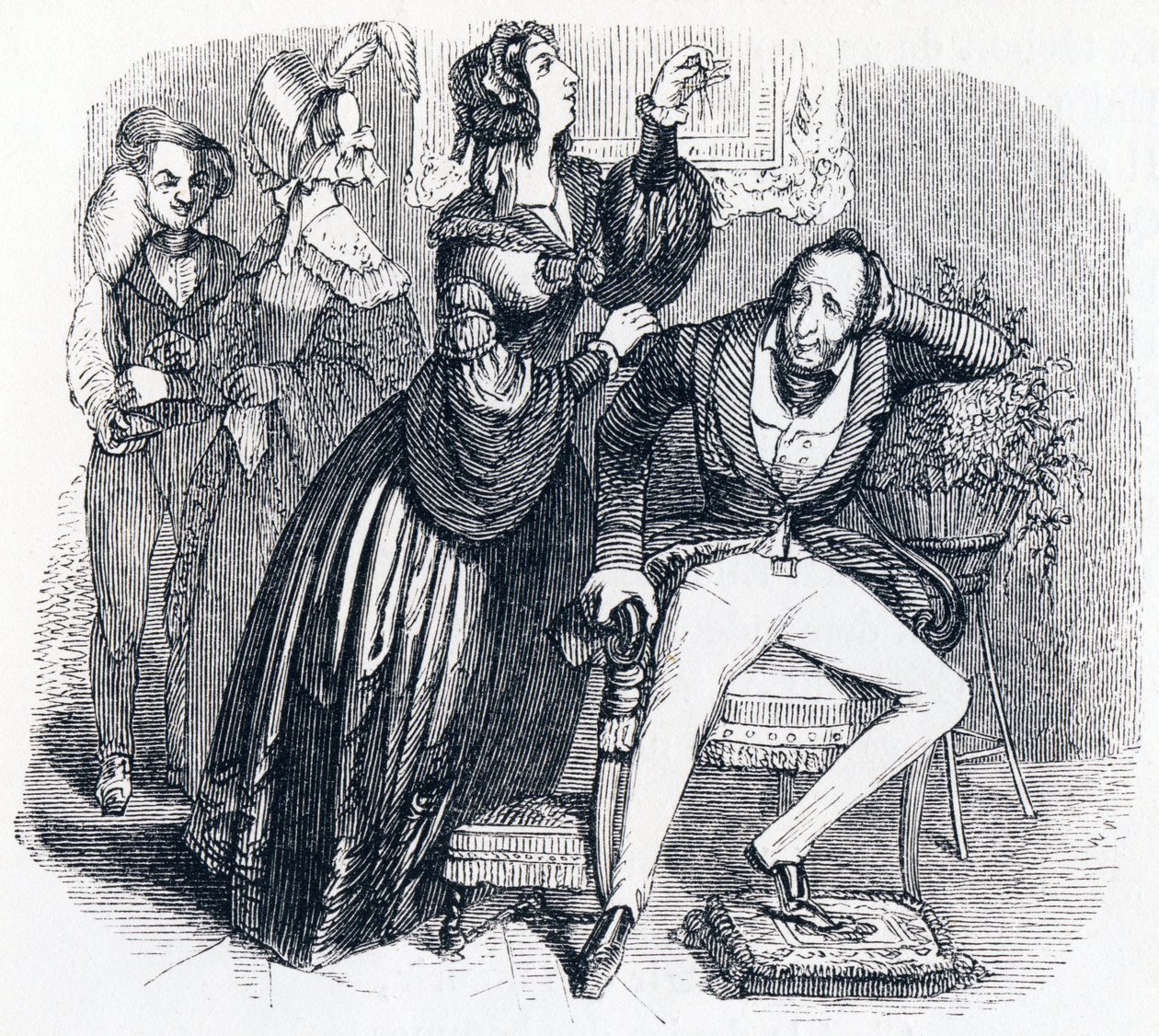 Muž středního věku a jeho dvě milenky - Fables od La Fontaine od Grandville