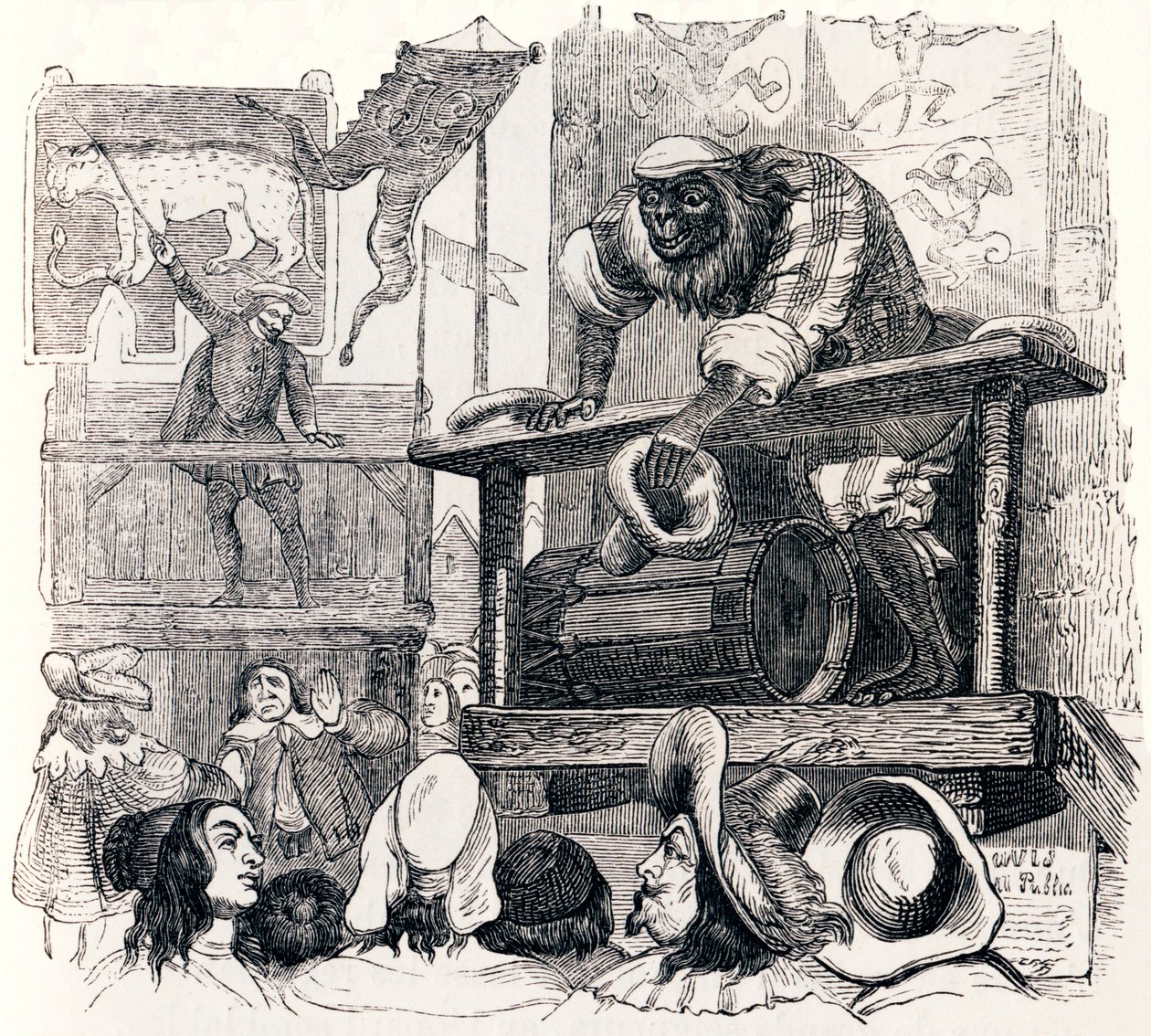 Opice a levhart (Le singe et le leopard) - Bajky od La Fontaine od Grandville