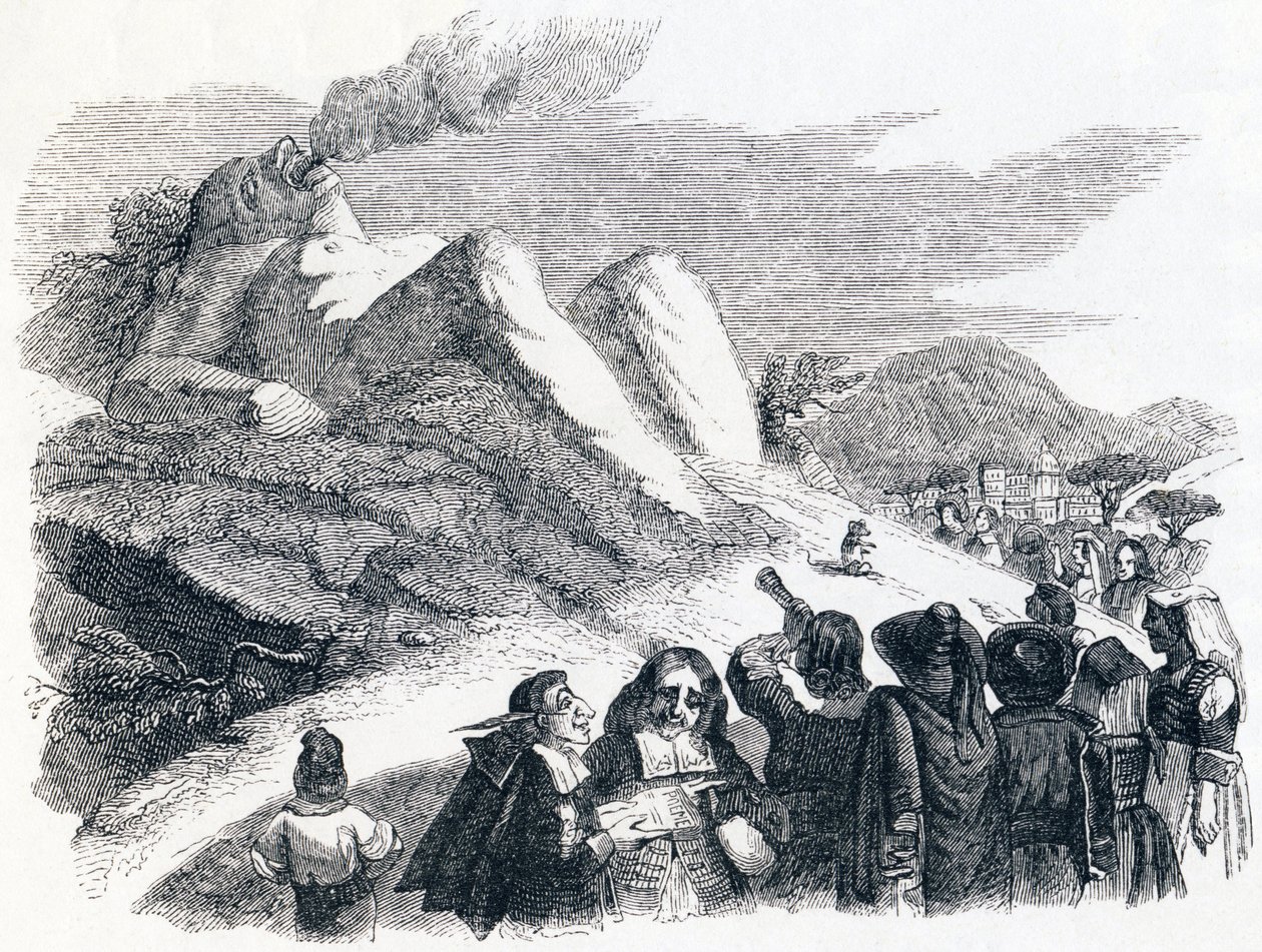 Hora, která rodí (La montagne qui accouche) - Bajky od La Fontaina od Grandville