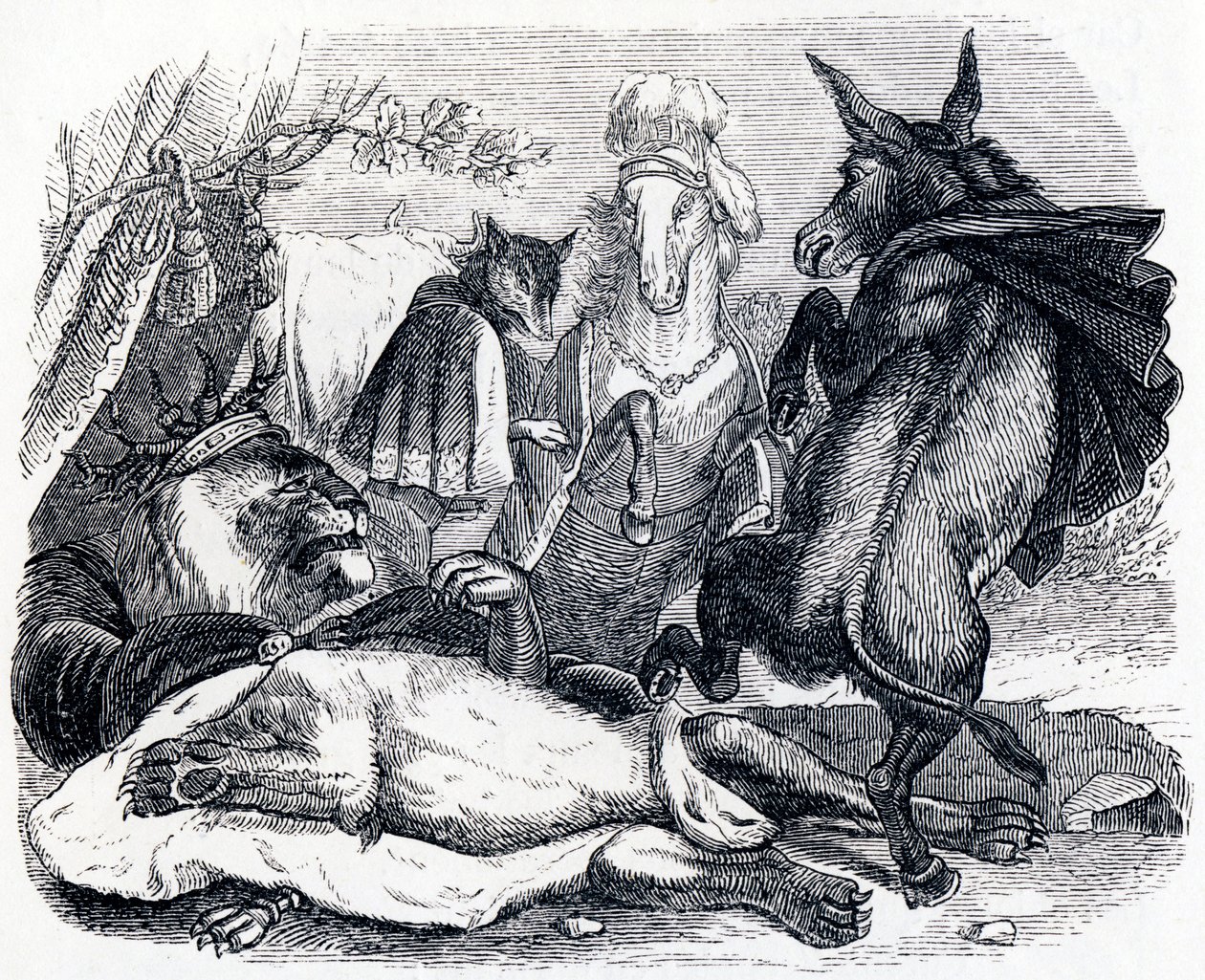 Starý lev - Bajky od La Fontaina od Grandville
