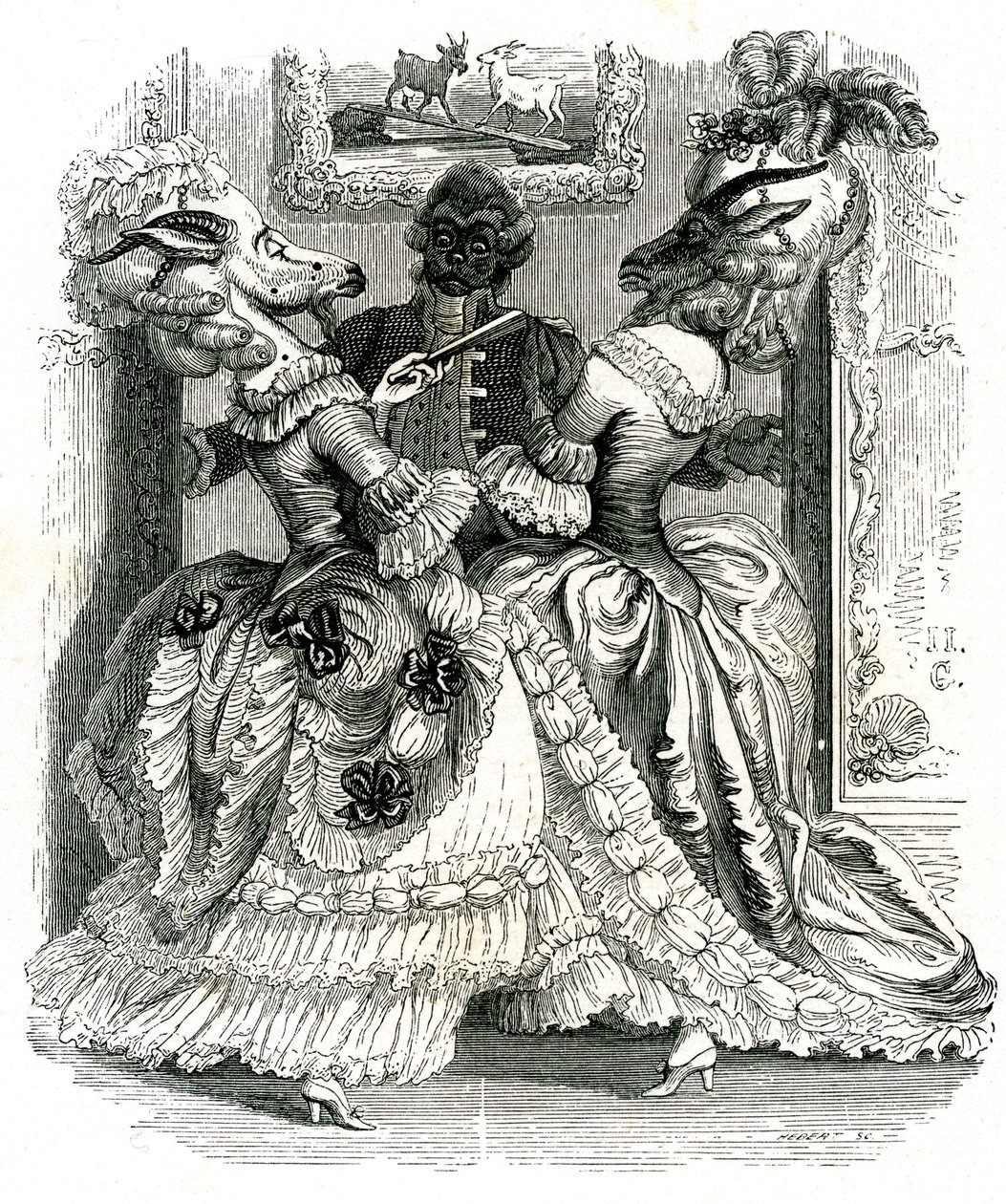 Dvě kozy: La Fontainova bajka od Grandville (1803 47)