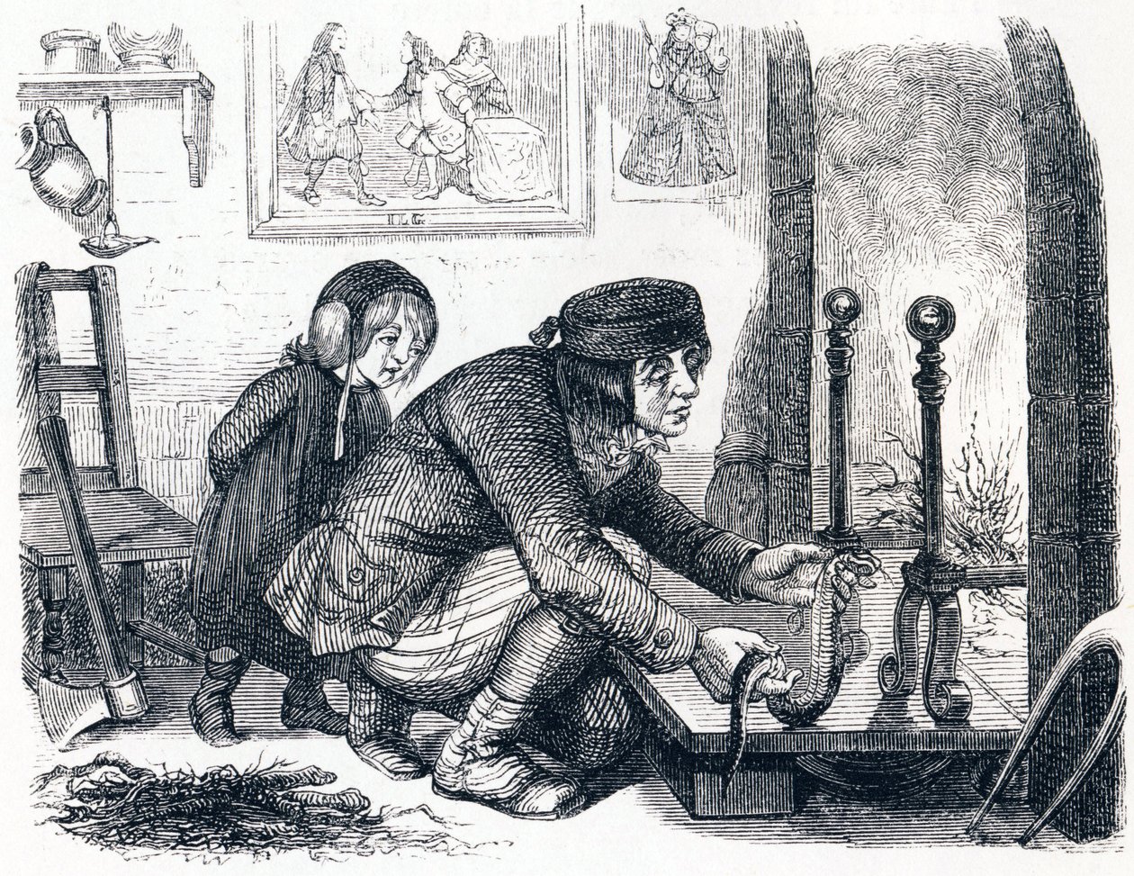 Vesničan a had - Bajky od La Fontaine od Grandville