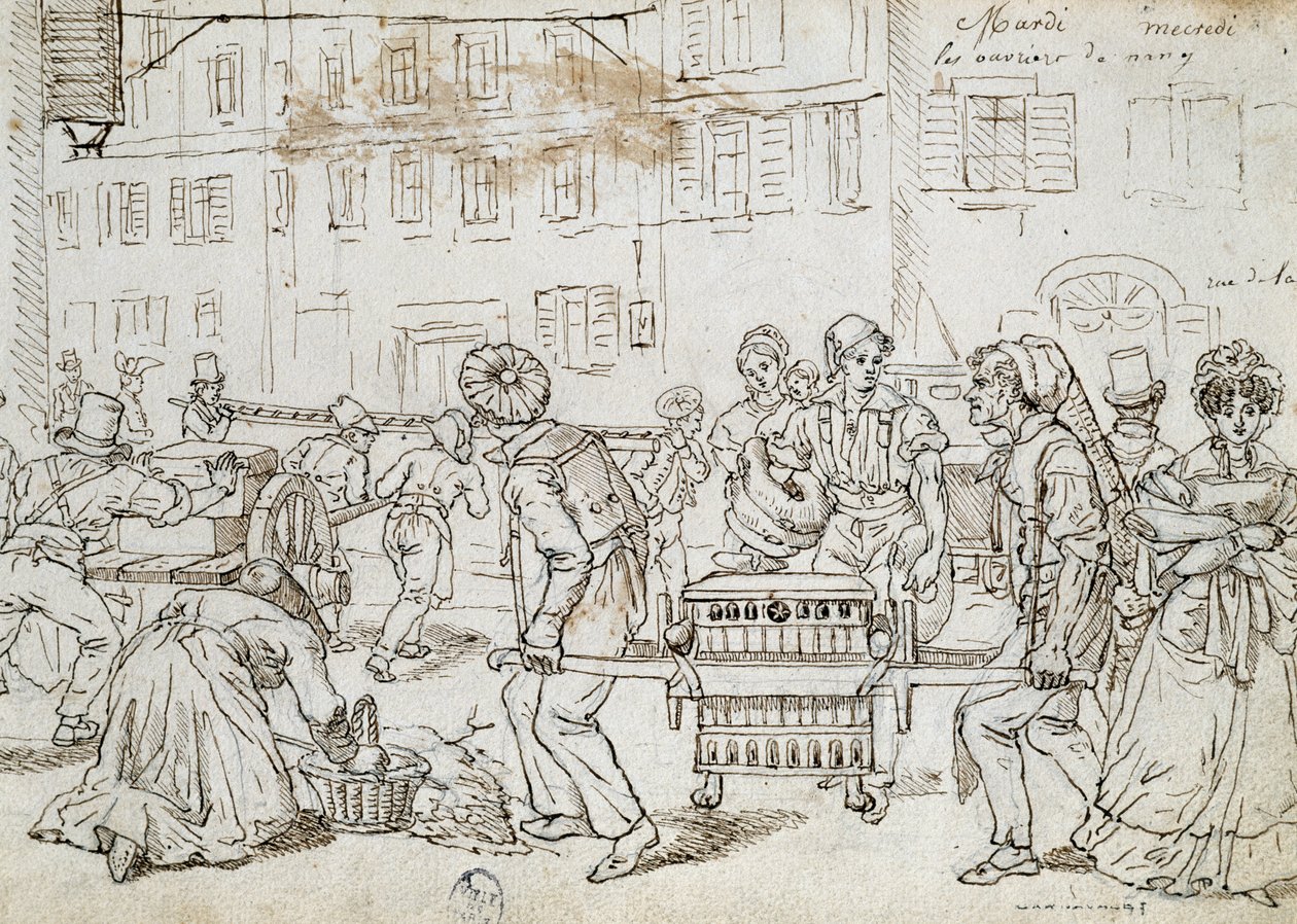Dělníci z Nancy, kresba Jean-Jacques Grandville (1803-1847), Francie od Grandville