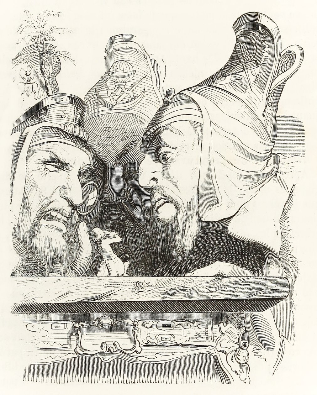 Gulliver je kontrolován obyvateli Brobdingnagu z Gullivers Travels od Jonathana Swifta od Grandville