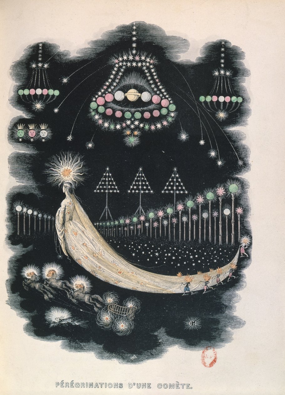 Peregrinace komety, možná suvenýr Halleyovy komety v roce 1834. 1849 od Grandville