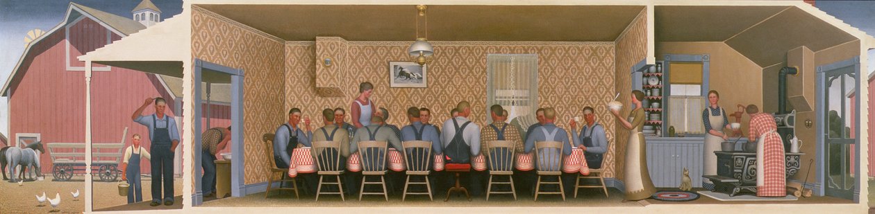 Dinner for the Threshers, 1934 (olej na sololitu) od Grant Wood