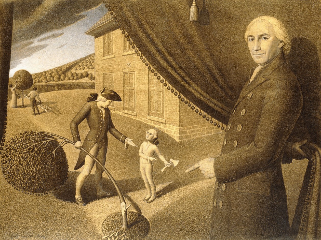 Cartoon for Parson Weems" Fable, 1939 od Grant Wood