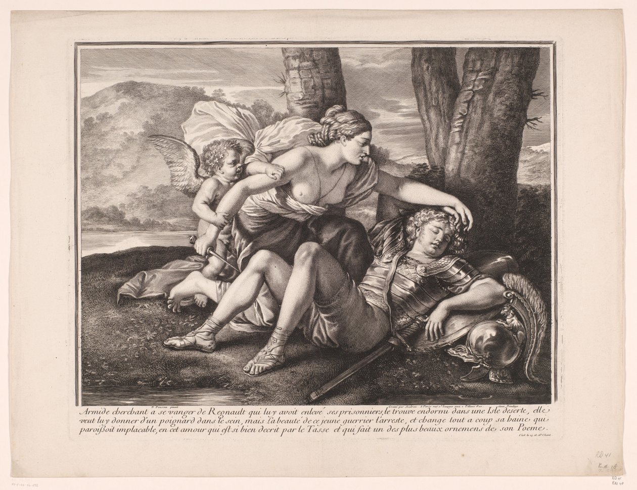 Rinaldo v Armidě od Gérard Audran (attributed to)