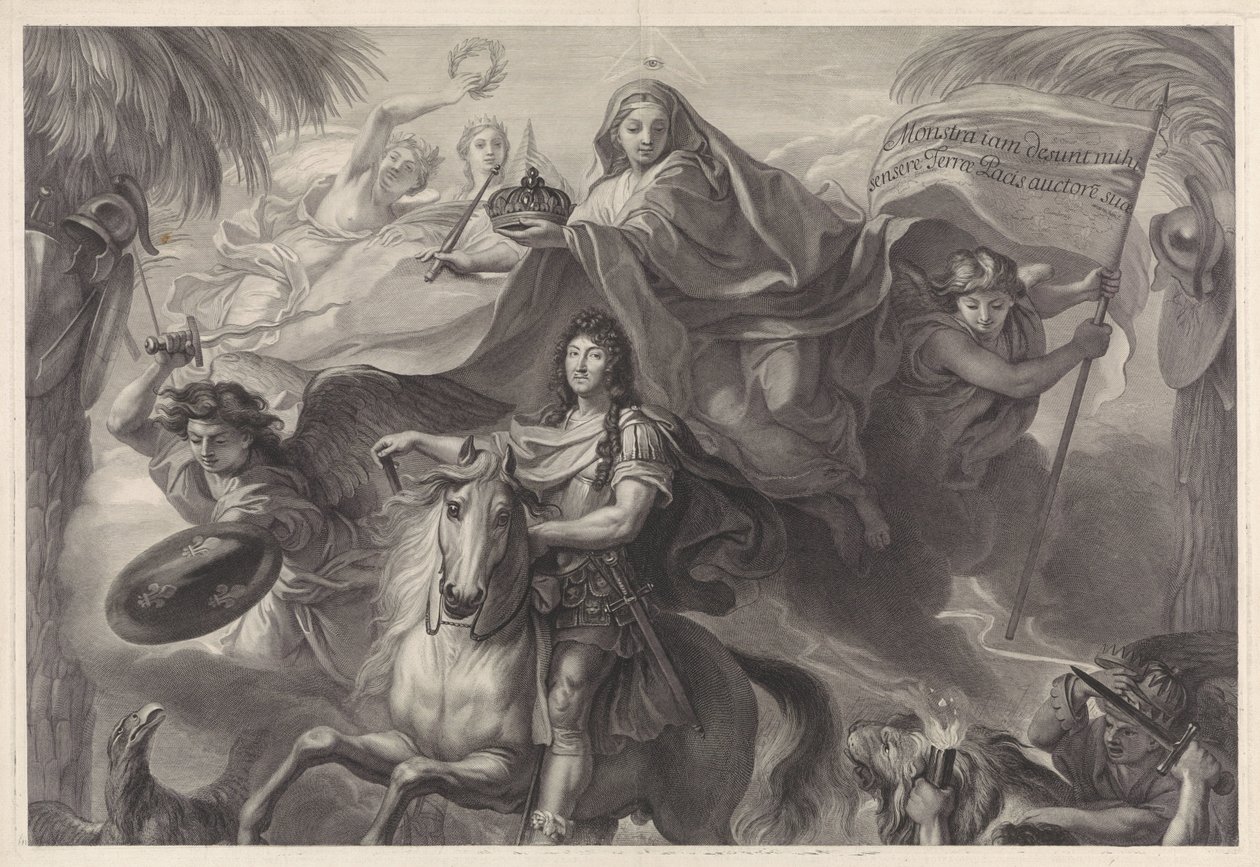 Alegorický jezdecký portrét Ludvíka XIV., francouzského krále od Gérard Edelinck