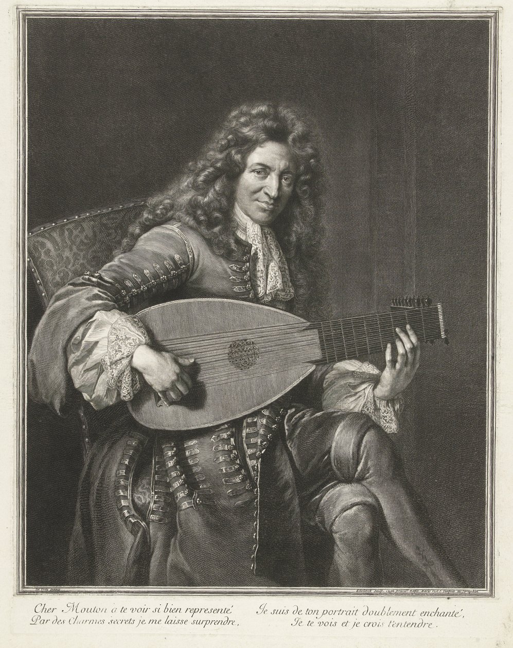 Portrét skladatele Charlese Moutona (asi 1626-1710) od Gérard Edelinck