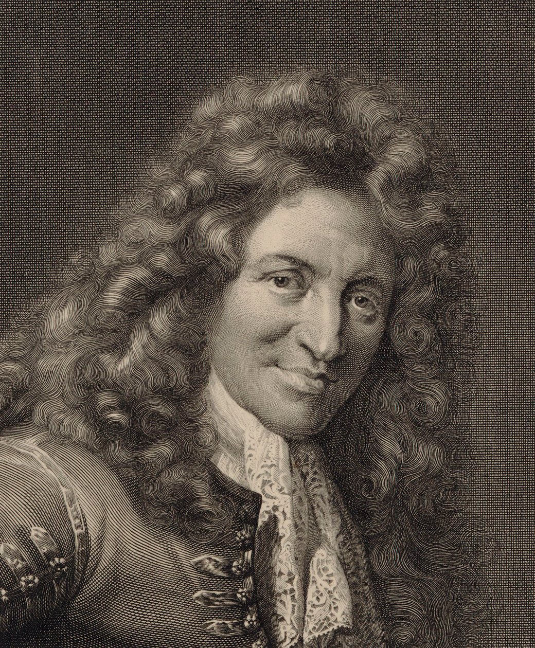 Portrét loutnisty a skladatele Charlese Moutona c. 1626-1710, 90. léta 17. století. od Gérard Edelinck
