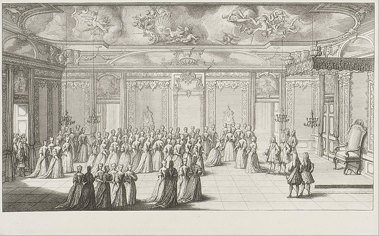 Audienční síň při přijetí nevěsty v drážďanském paláci 2. září 1719 od Gerard Jean Baptiste Scotin