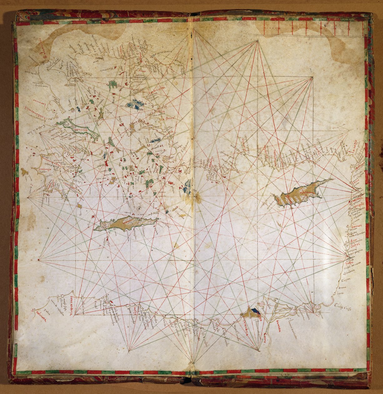 Mapa východního Středomoří (inkoust na pergamenu) od Grazioso Benincasa