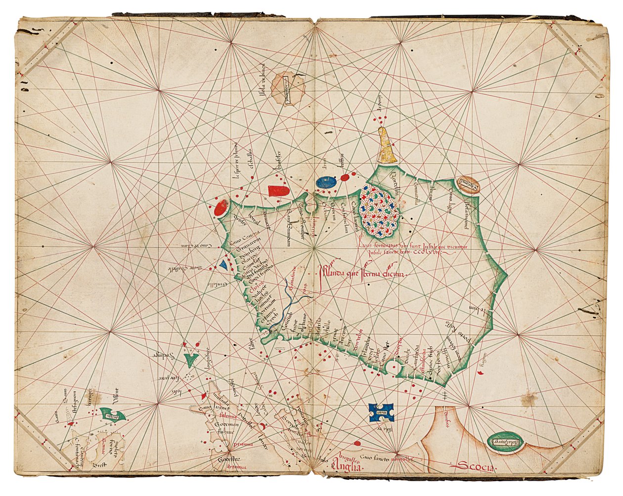 Nejstarší známá samostatná mapa ostrova Irska, Portolan Atlas od Grazioso Benincasa