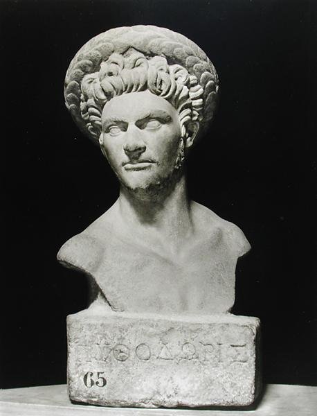 Busta Pythodora (kámen) (černobílá fotografie) od Greco Roman