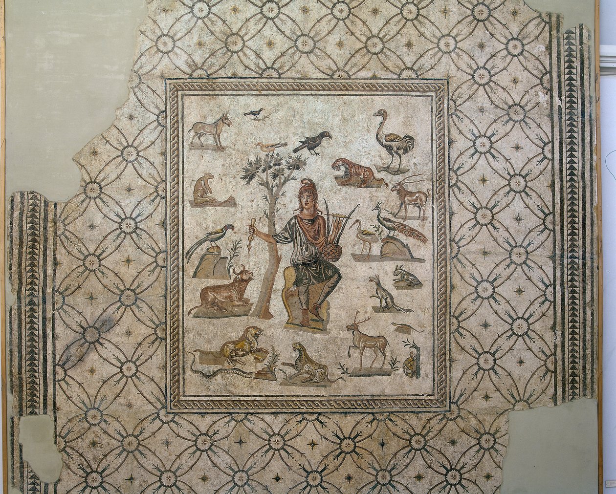 Orfeus obklopený zvířaty, polychromovaná mozaika od Greco-Roman Greco-Roman