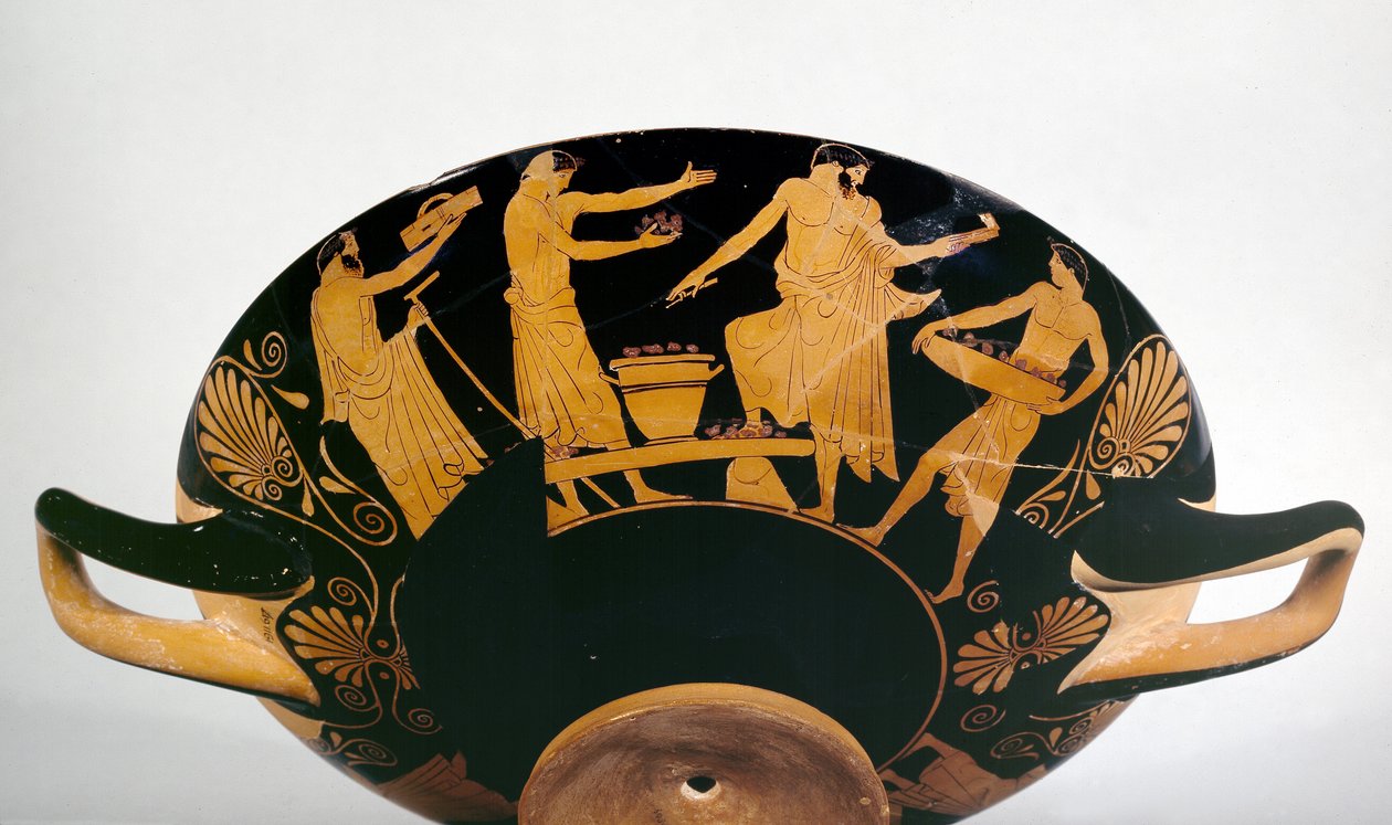 Athénský pohár s červenou figurkou (hliněné nádobí) od Greek
