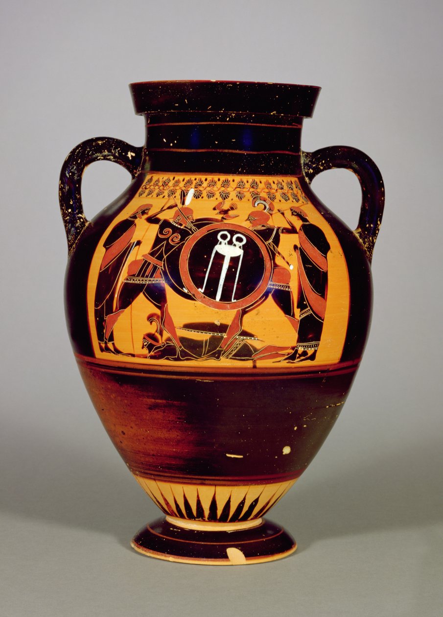 Belly Amphora zobrazující Priama a Achilla, cca 550 př. n. l. (keramika) (viz také 288279, 293741 a 307550) od Greek