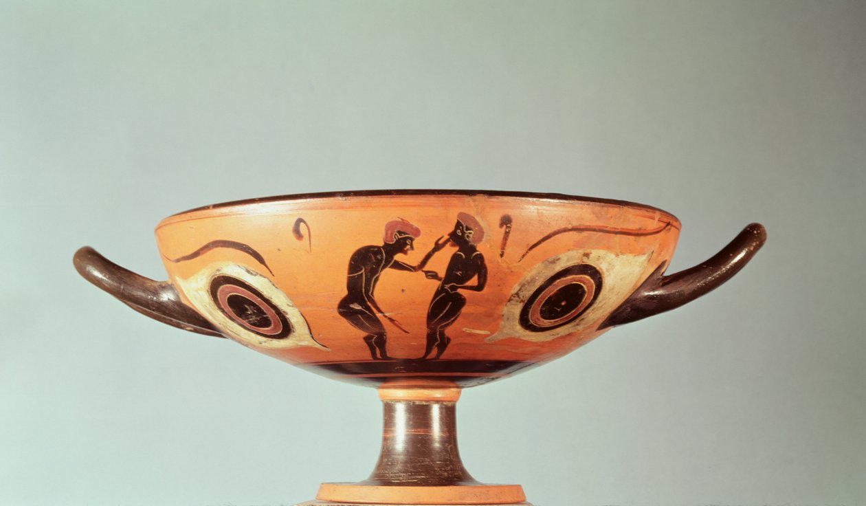 Černá postava kylix, cca 580-525 př. n. l. (keramika) od Greek