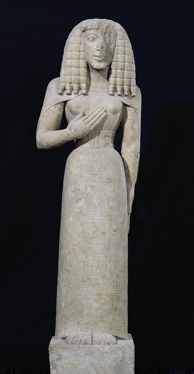 Ženská socha, známá jako bohyně Auxerre, cca 640–630 př. n. l. (vápenec) (podrobnosti viz 164695) od Greek