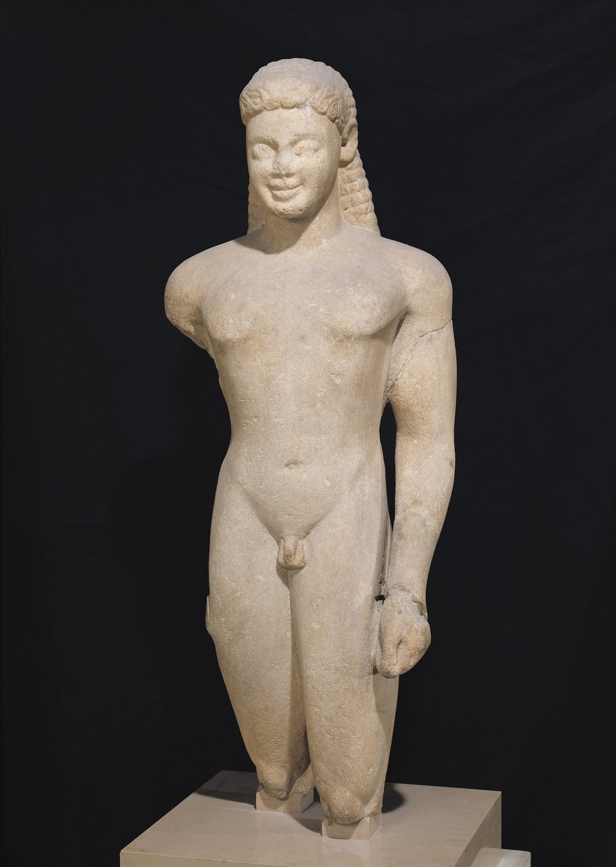 Kouros z Parosu, poblíž Asklépiovy svatyně, asi 540 př. n. l. (mramor) (viz také 98017, 164837-164839) od Greek