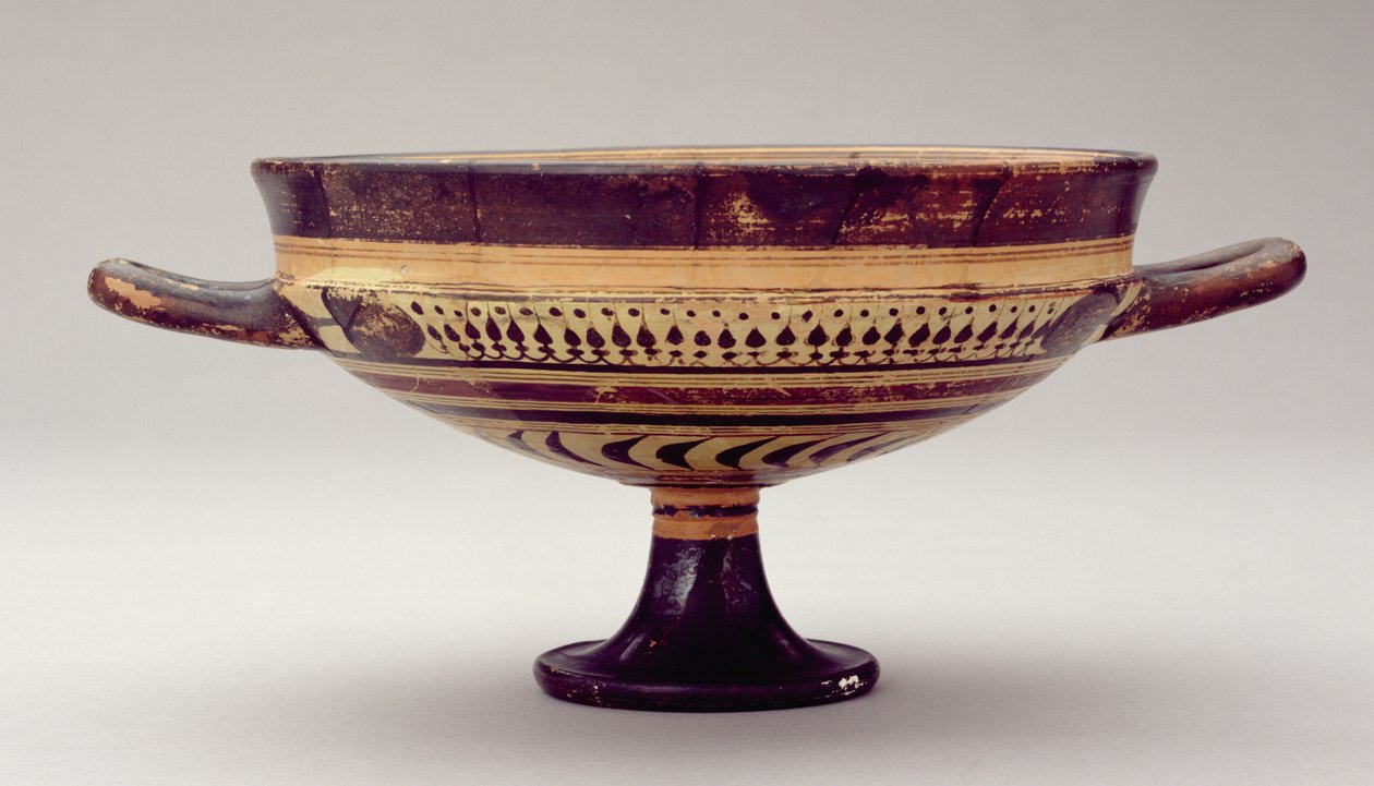 Laconian kylix cup zobrazující Dia a Herma, cca 550-530 př.nl (hlína) (viz také 288297 a 288978) od Greek