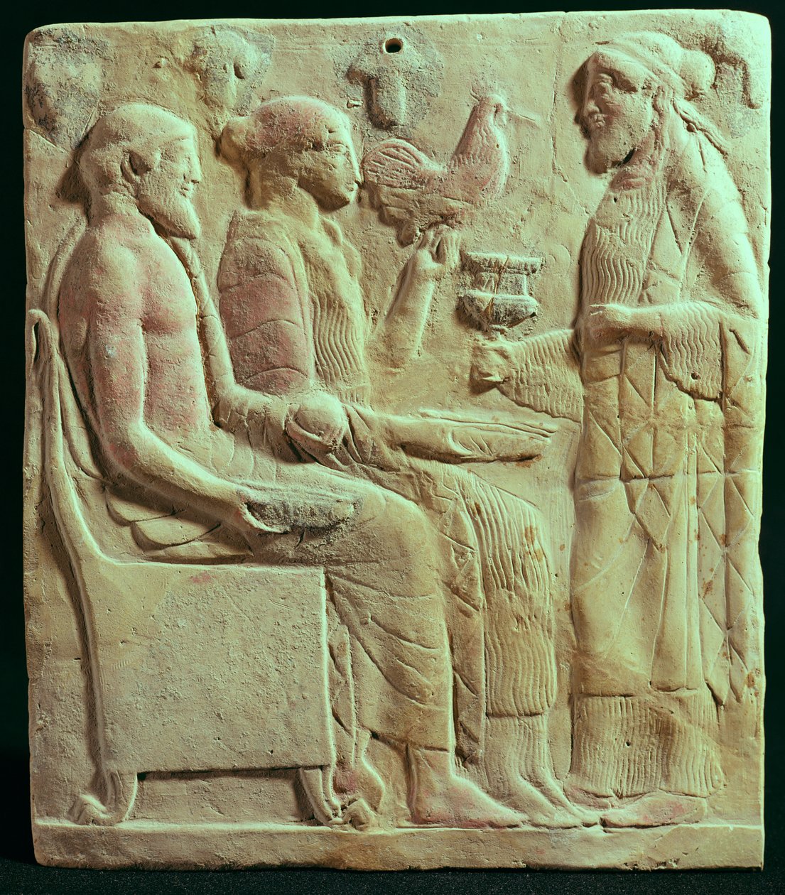 Plaketa zobrazující oběť, c.450 př.nl (terakota) od Greek