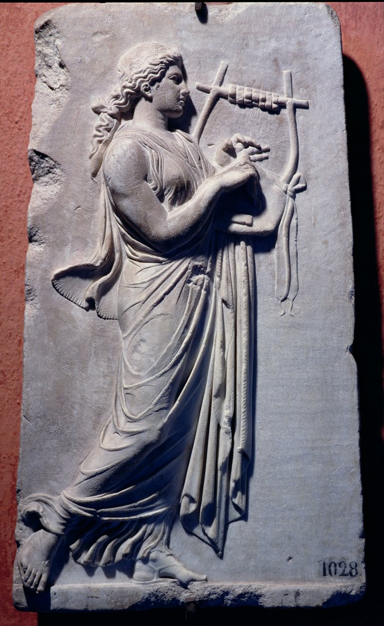 Reliéf zobrazující Terpsichore, múzu tance a písně od Greek