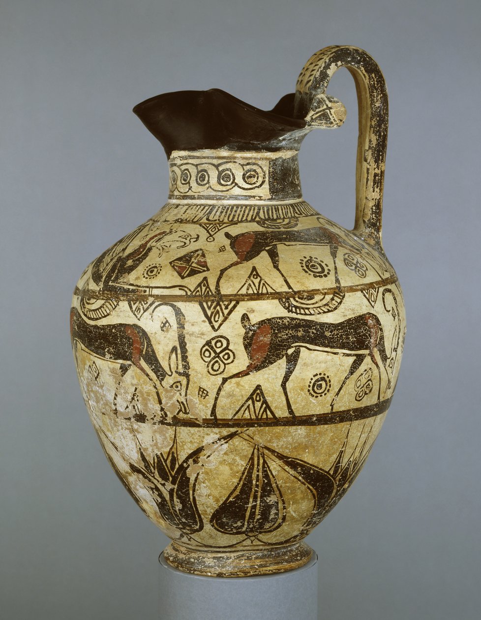 Rhodské oinochoe ve stylu střední divoké kozy, z Rhodosu, cca 600 př. n. l. (keramické) od Greek