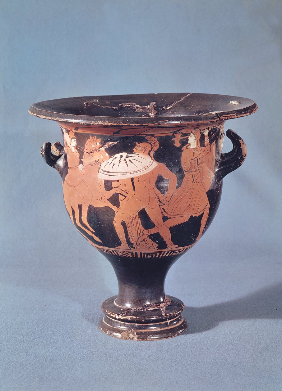 Kertch Krater zobrazující hoplita bojujícího se dvěma amazonkami (keramika) od Greek