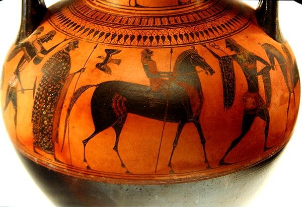 Amfora zobrazující příběh Thesea a Minotaura, cca 540 př. n. l. (hlína) (viz také 288292 a 288294) od Greek