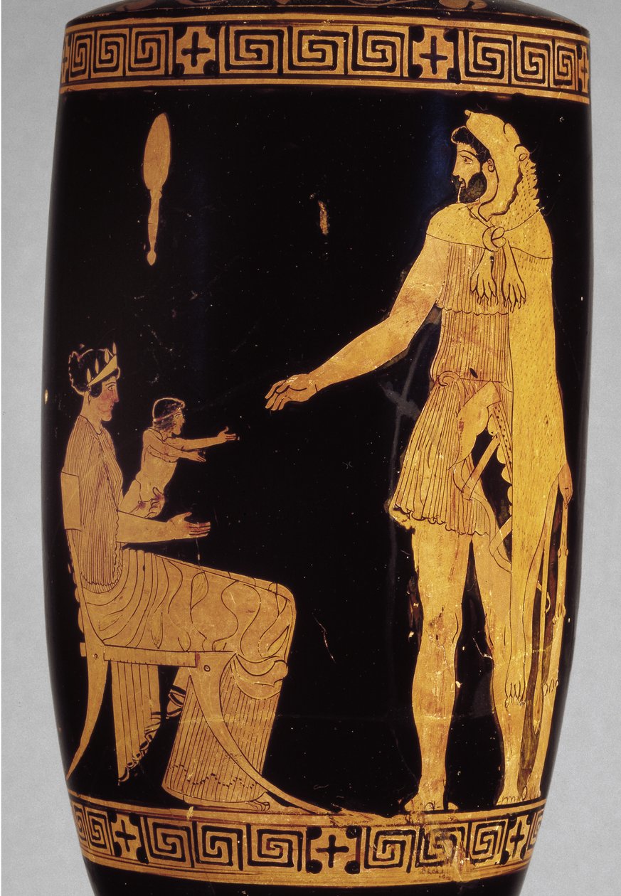 Podkrovní červenofigurový lekythos zobrazující keramický detail Herakles z 100581 od Greek
