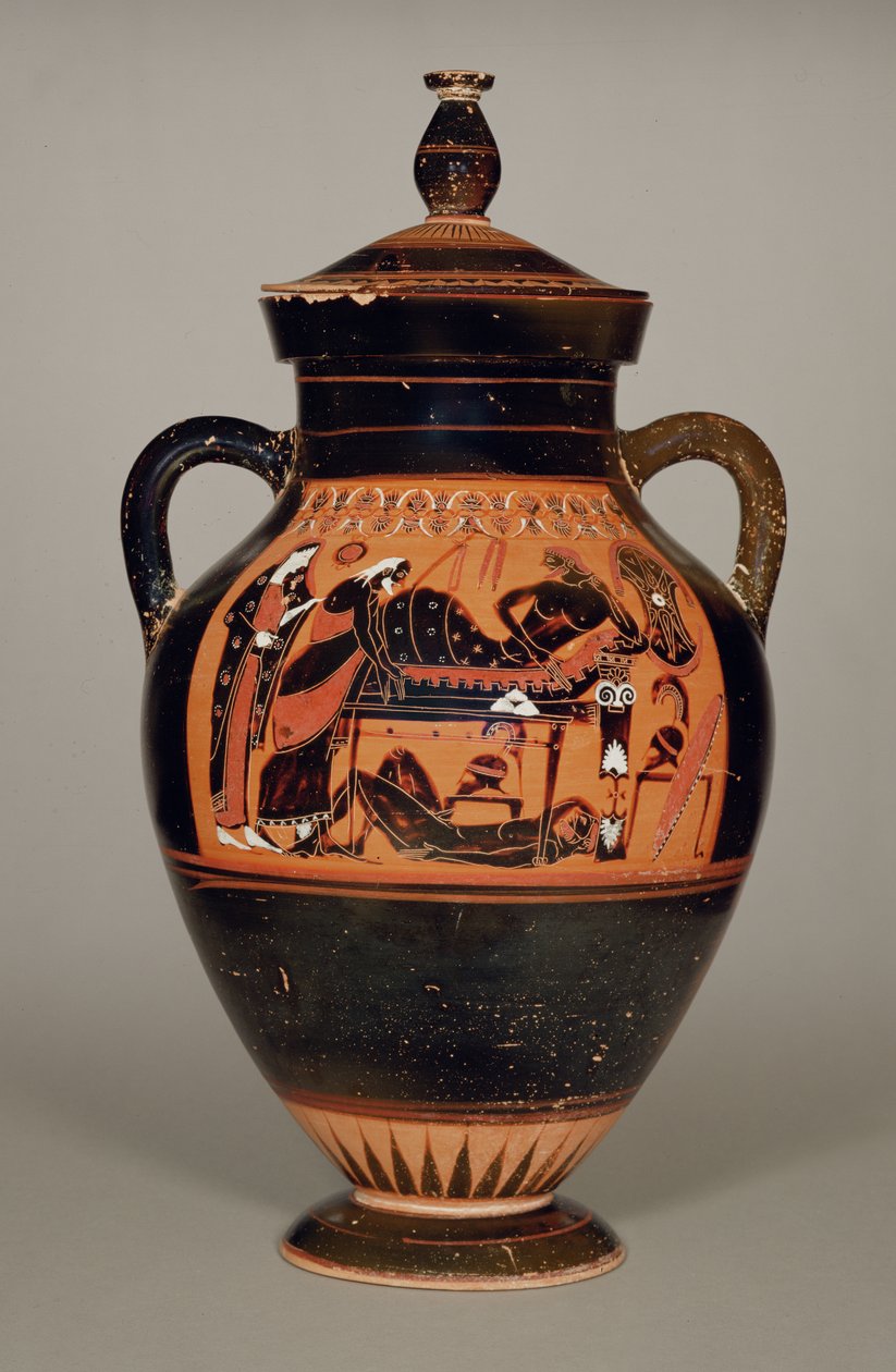 Břišní amfora zobrazující Priama a Achilla, cca 550 př. n. l. (keramika) (viz také 288279, 293742 a 307550) od Greek