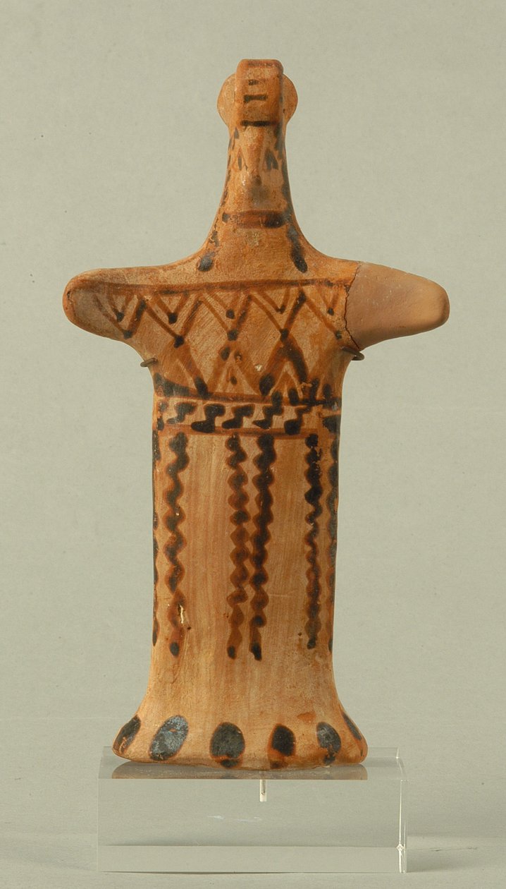 Figurka stojící ženy, boiotská dílna, archaické období (malovaná hlína) od Greek