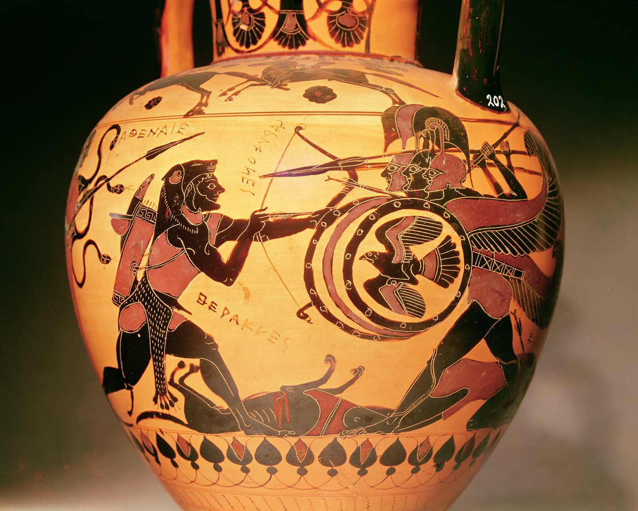 Herakles bojující s Geryonem (keramika) od Greek