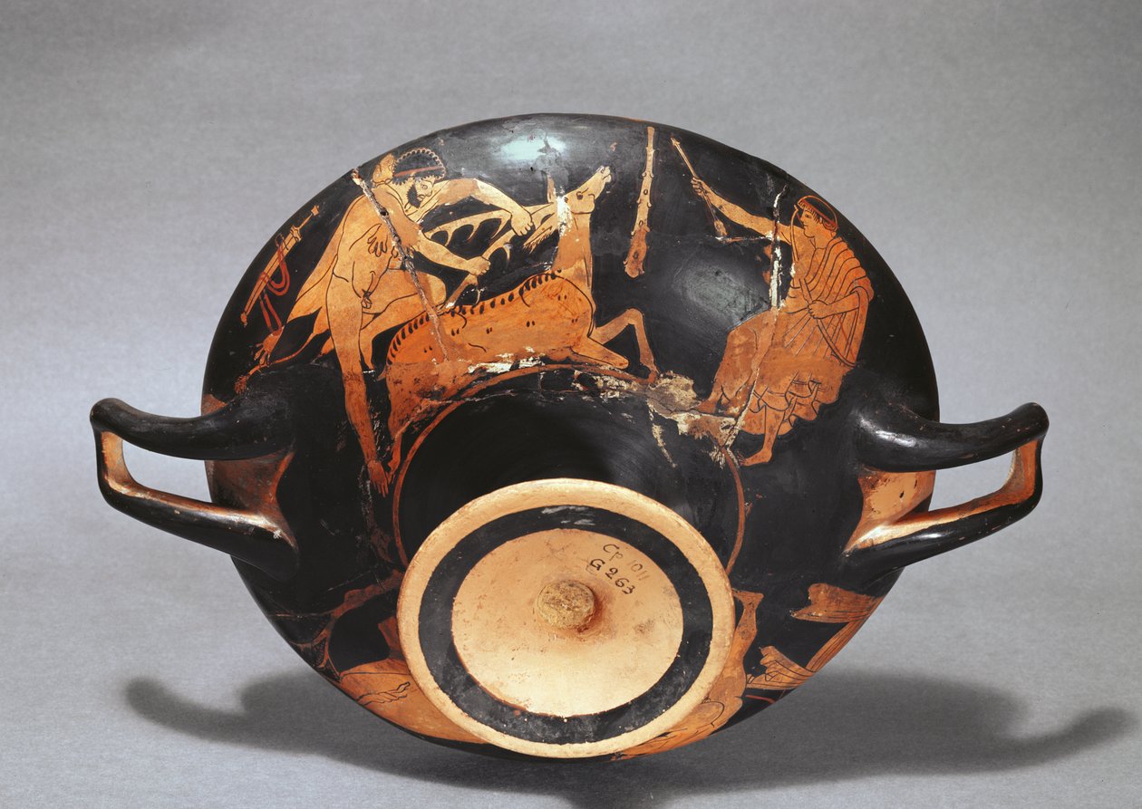 Kylix zdobený Héraklem a Cerynejskou zadní (keramika) od Greek