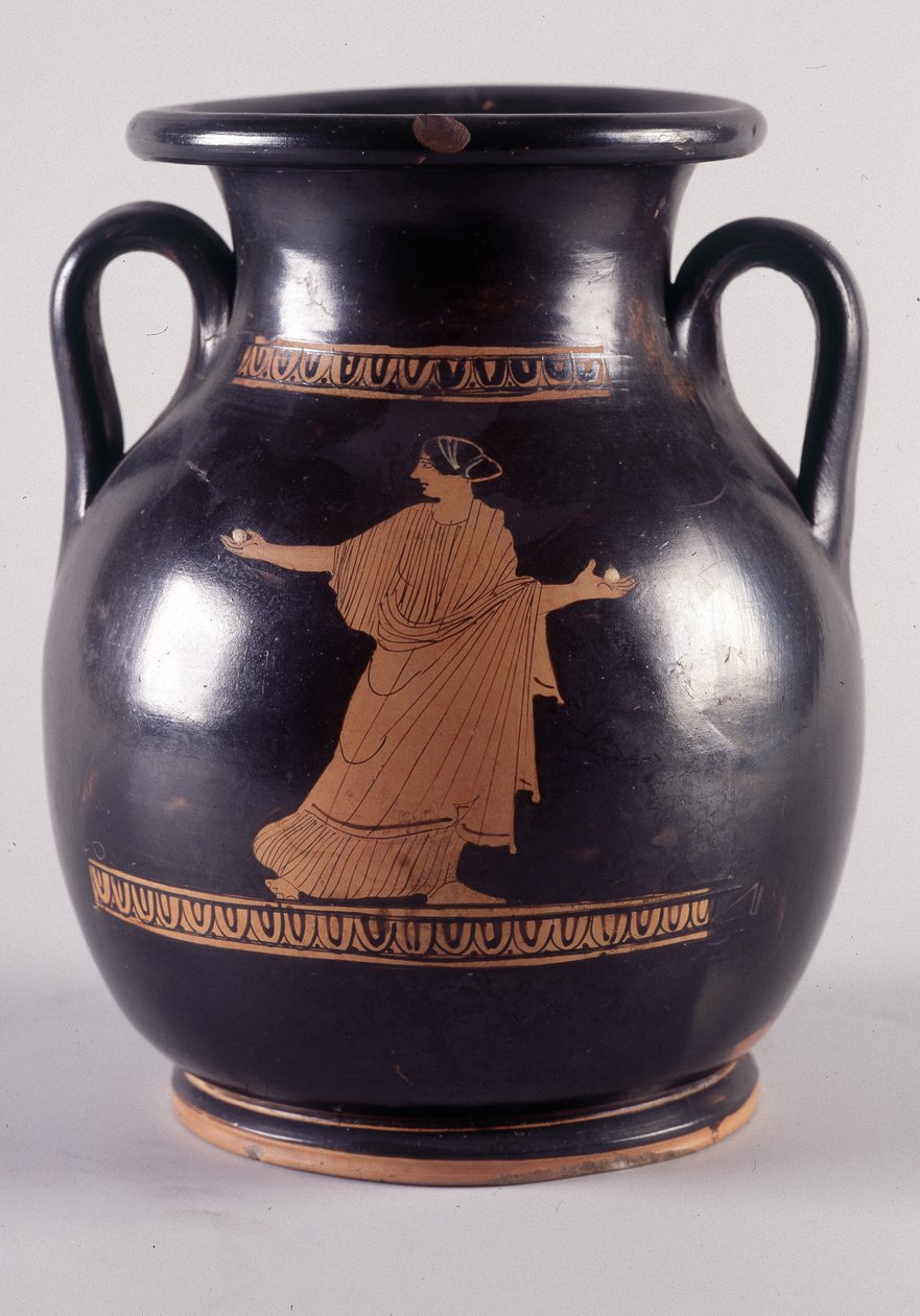 Malba na váze: Znázornění Orithye, hraje míč, je dcerou athénského krále. Pronásleduje ho Borée zastoupený na druhé straně vázy (35250), 440 př. Kr. BNF, Medailový úřad. od Greek