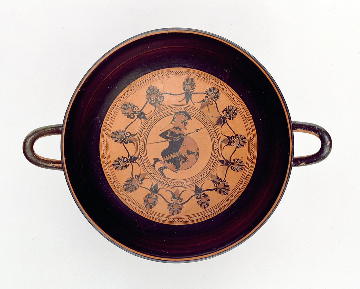 Siana Cup zobrazující válečníka, cca 560 př. n. l. (hlína) od Greek