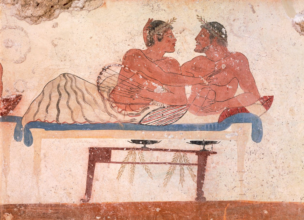 Scéna sympozia (detail), cca 480-490 př. n. l. (freska) od Greek