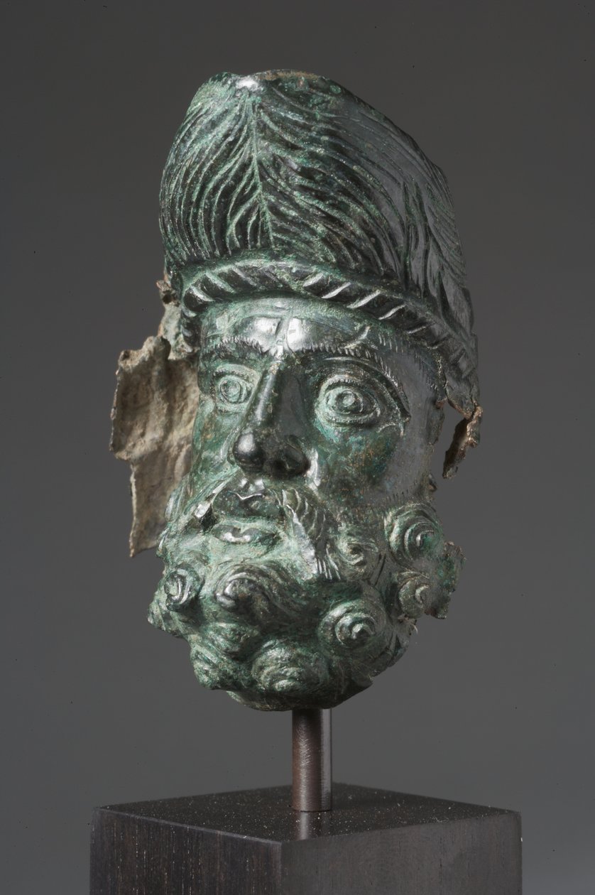 Nádoba hubice v podobě hlavy Herakles (bronz) od Greek