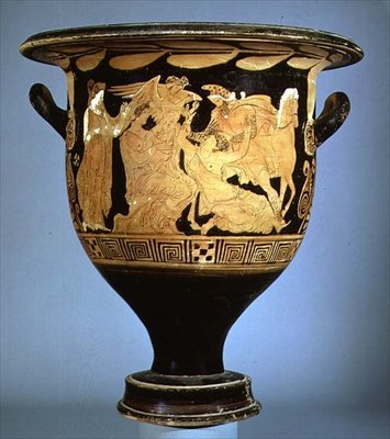 Půdní červenofigurový zvonový krater zobrazující Boreas s Oreithyou (keramika) od Greek